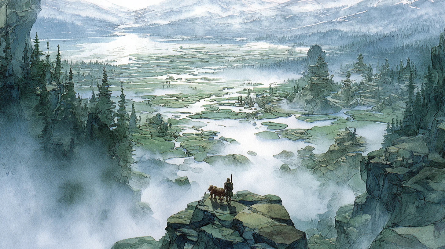 トーノス全景 — 霧に沈む遠野洲